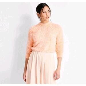 Women's Crewneck Eyelash Sweater - Future Collective Peach Pink XS Super Soft